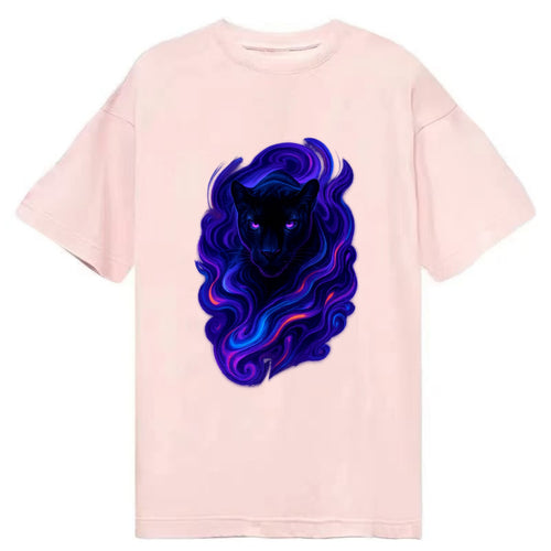 Sleek black panther emerging from swirls of deep purple and electric blue, - Classic T-shirt