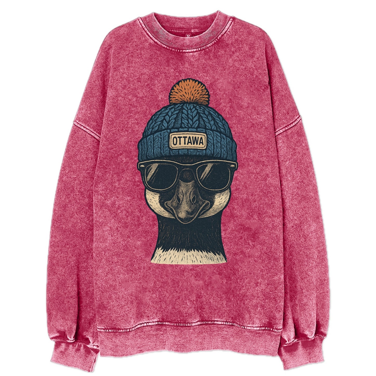 Ottawa Canadian Goose wearing Ottawa bea - Vintage Sweatshirt - Pink