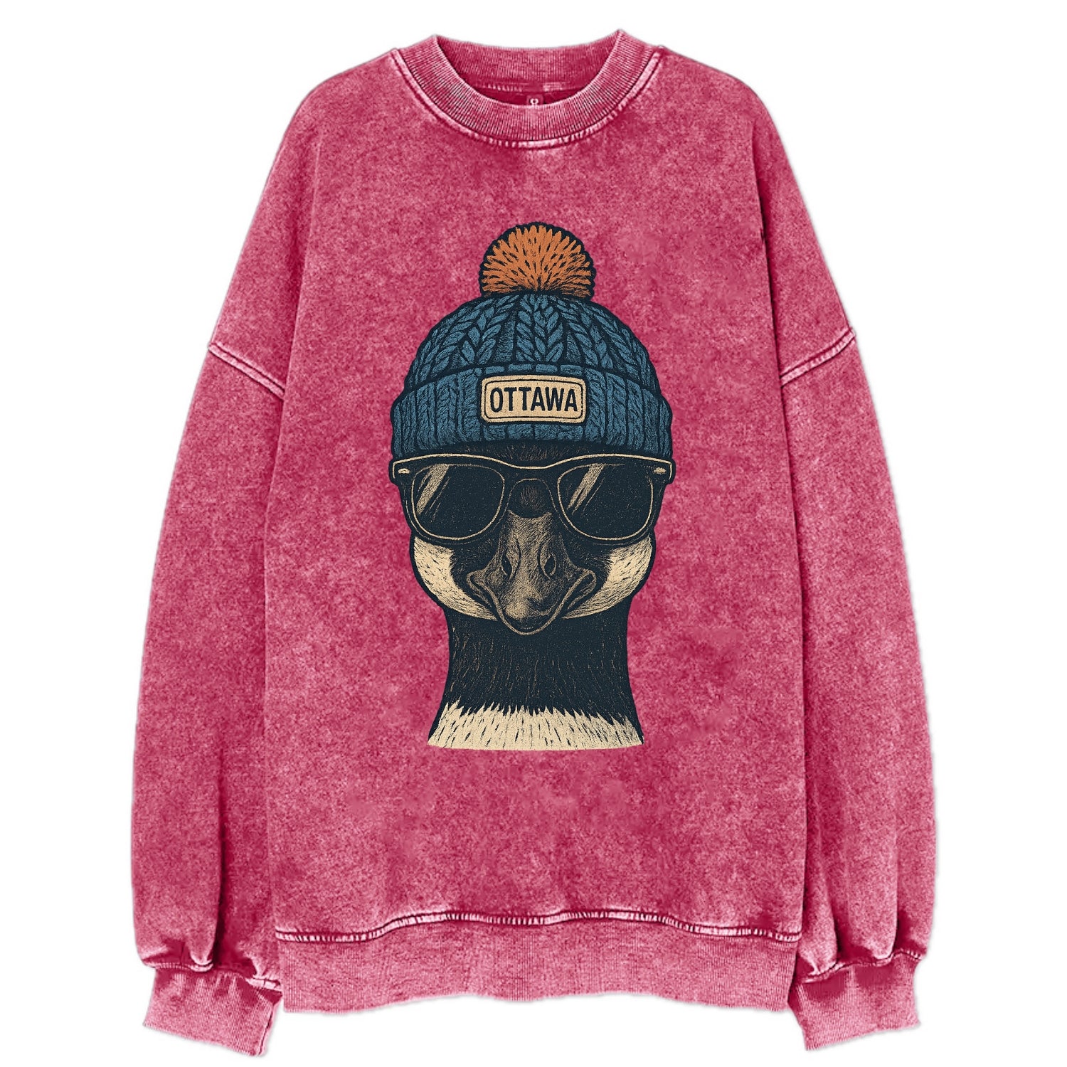 Ottawa Canadian Goose wearing Ottawa bea - Vintage Sweatshirt - Pink