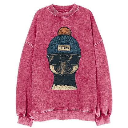 Ottawa Canadian Goose wearing Ottawa bea - Vintage Sweatshirt - Pink
