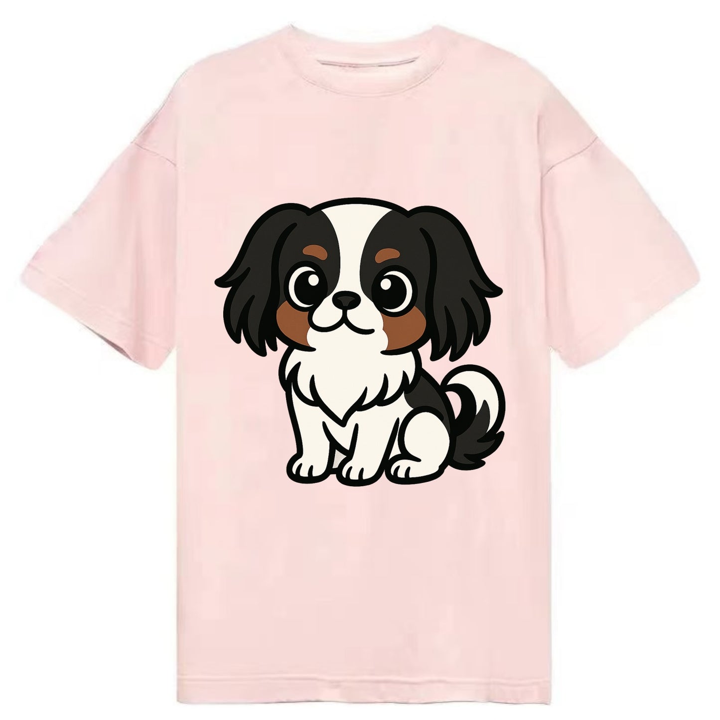 Japanese Chin - Black and white sitting pose - Classic T-shirt - Pink