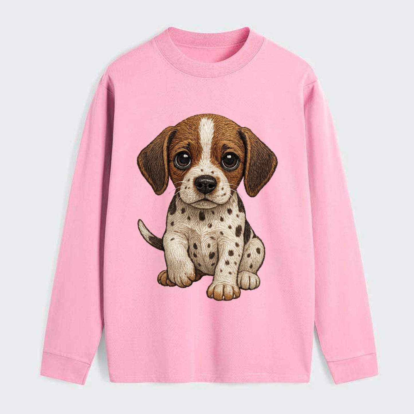 Baby Pointer Puppy - spotted coat, noble stance, alert eyes, - Classic Long Sleeve Shirt - Pink