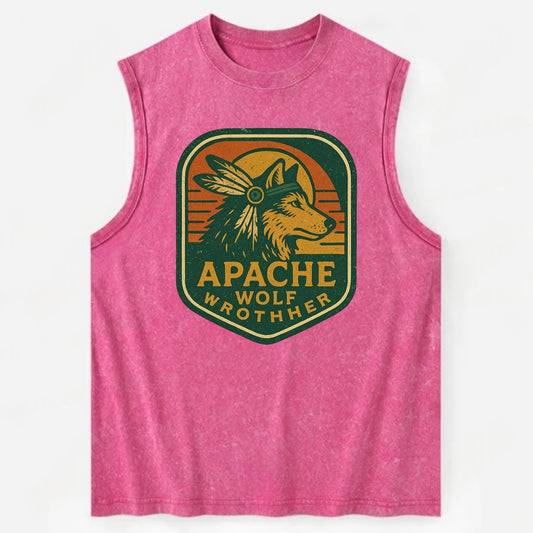 Apache Wolf Brother  - Vintage Washed Tank - Pink