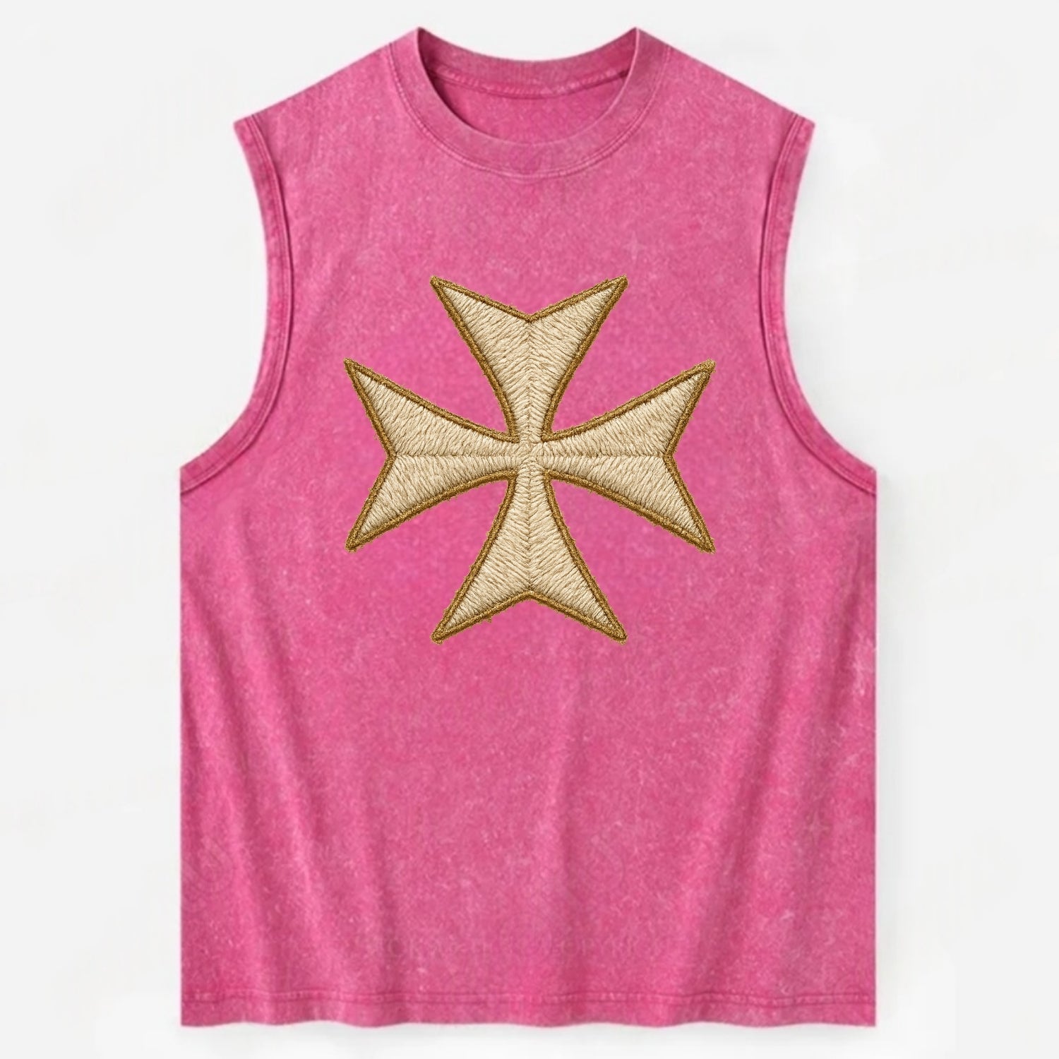 Hospitaller Cross  - Vintage Washed Tank - Pink