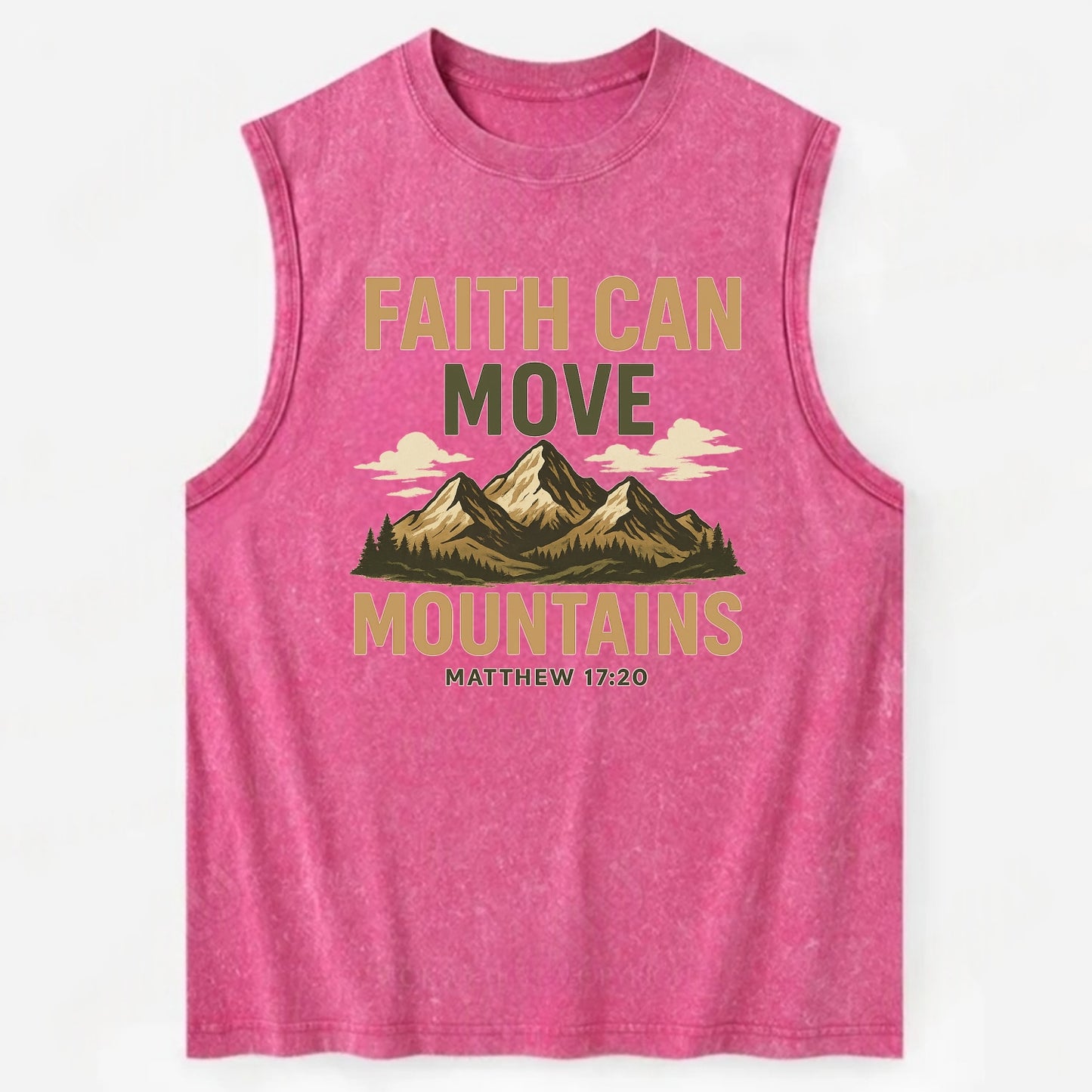 Matthew 17:20 Mountains - Vintage Washed Tank - Pink