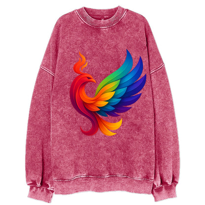 Liberation Bird - Phoenix with each feat - Vintage Sweatshirt - Pink