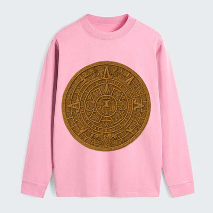 Aztec Calendar  - Classic Long Sleeve Shirt - Pink