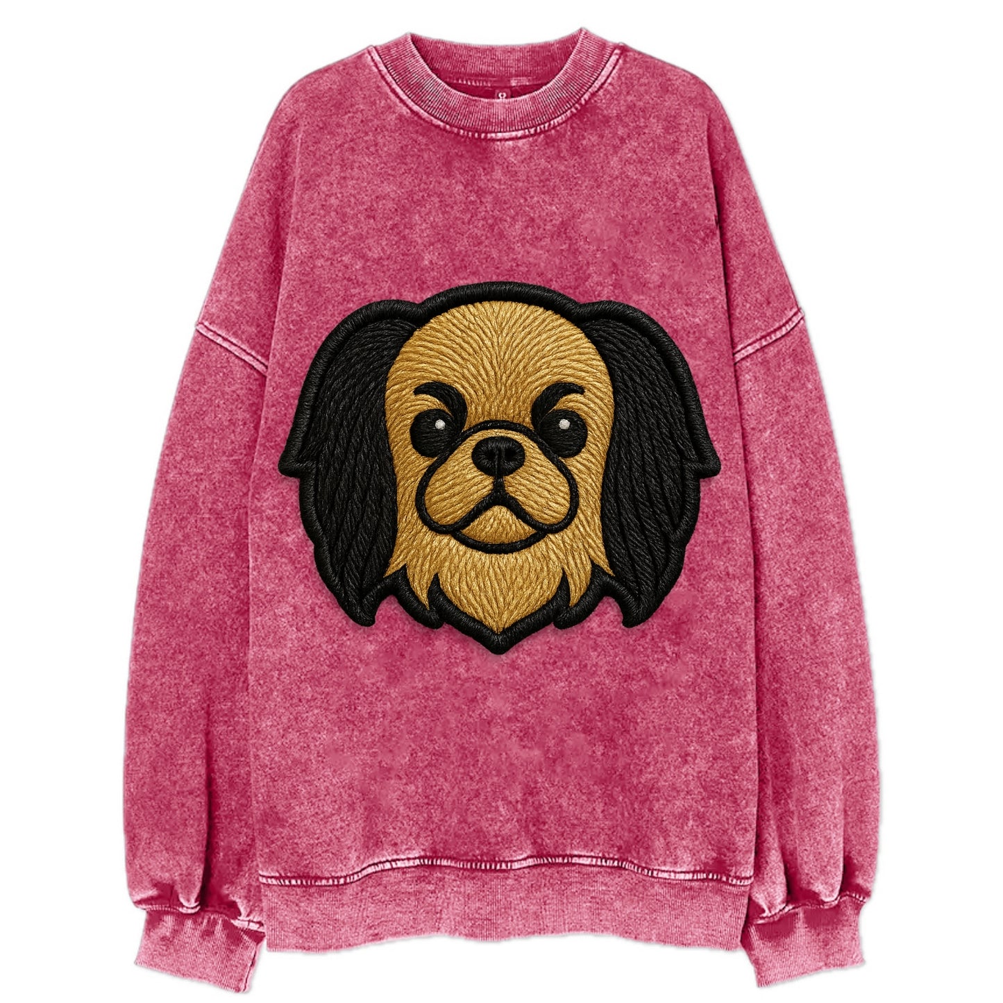 Japanese Chin - Modern flat-face logo wi - Vintage Sweatshirt - Pink