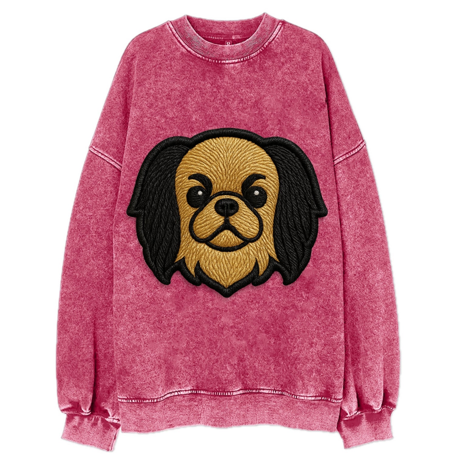 Japanese Chin - Modern flat-face logo wi - Vintage Sweatshirt - Pink