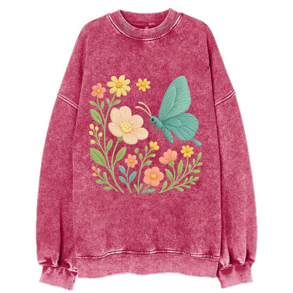 Mint Night Butterfly - Vintage Sweatshirt - Pink