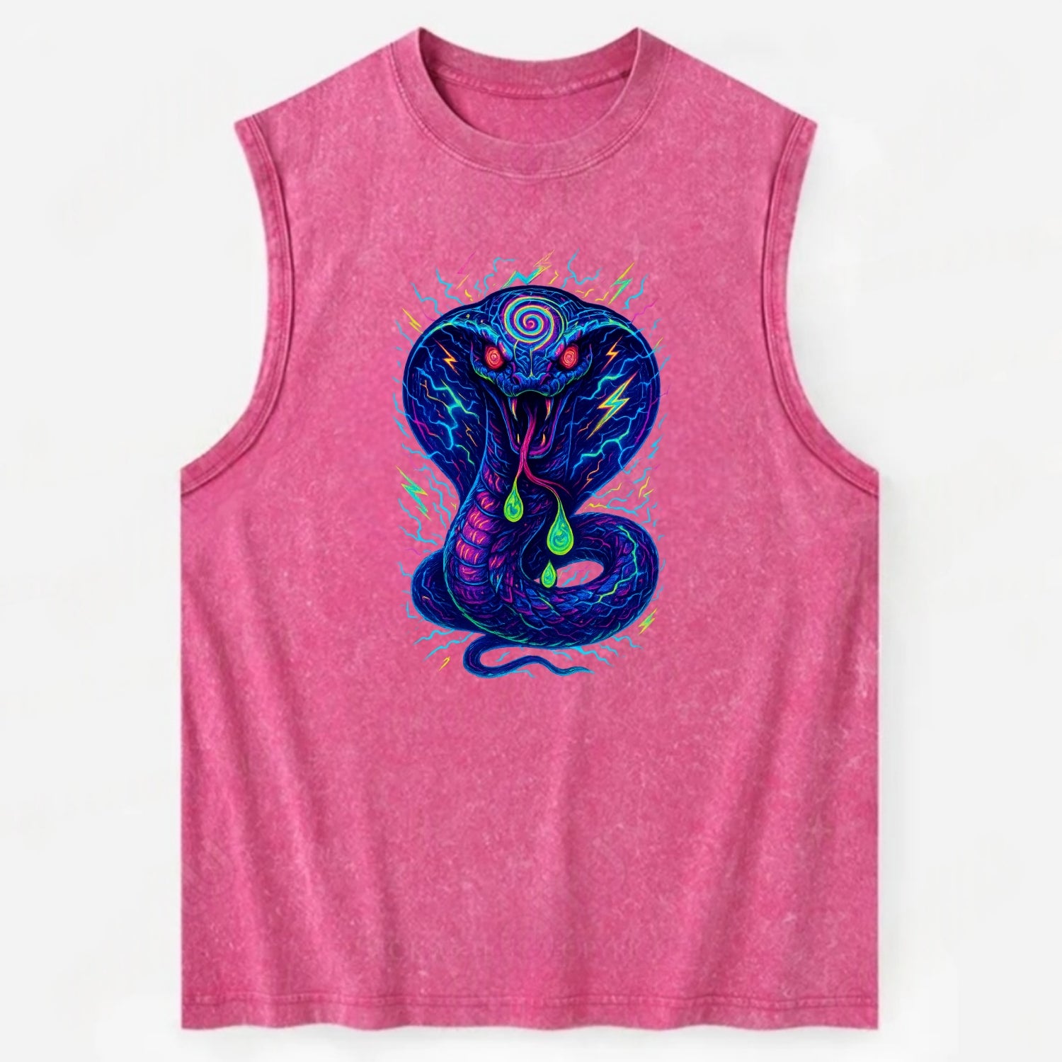 Mesmerizing cobra with hypnotic spiral patterns in the hood, scales that - Vintage Washed Tank - Pink