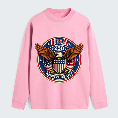 Usa 250 Anniversary Eagle Shield Emblem - Classic Long Sleeve Shirt - Pink
