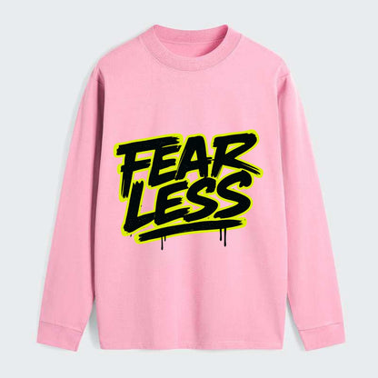 Bold typography design - "FEARLESS" - courage, bravery, facing - Classic Long Sleeve Shirt - Pink