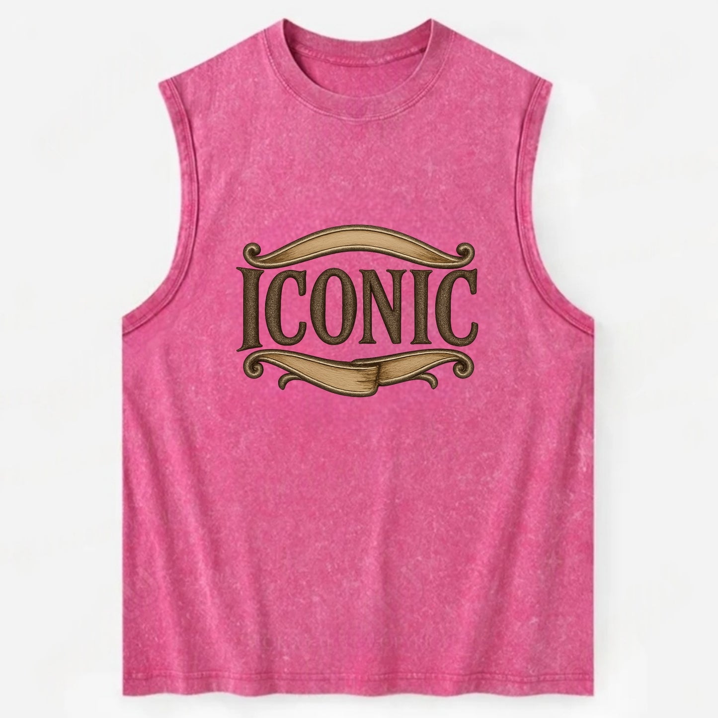 Bold typography design - "ICONIC" - instantly recognizable, trendsetter - Vintage Washed Tank - Pink