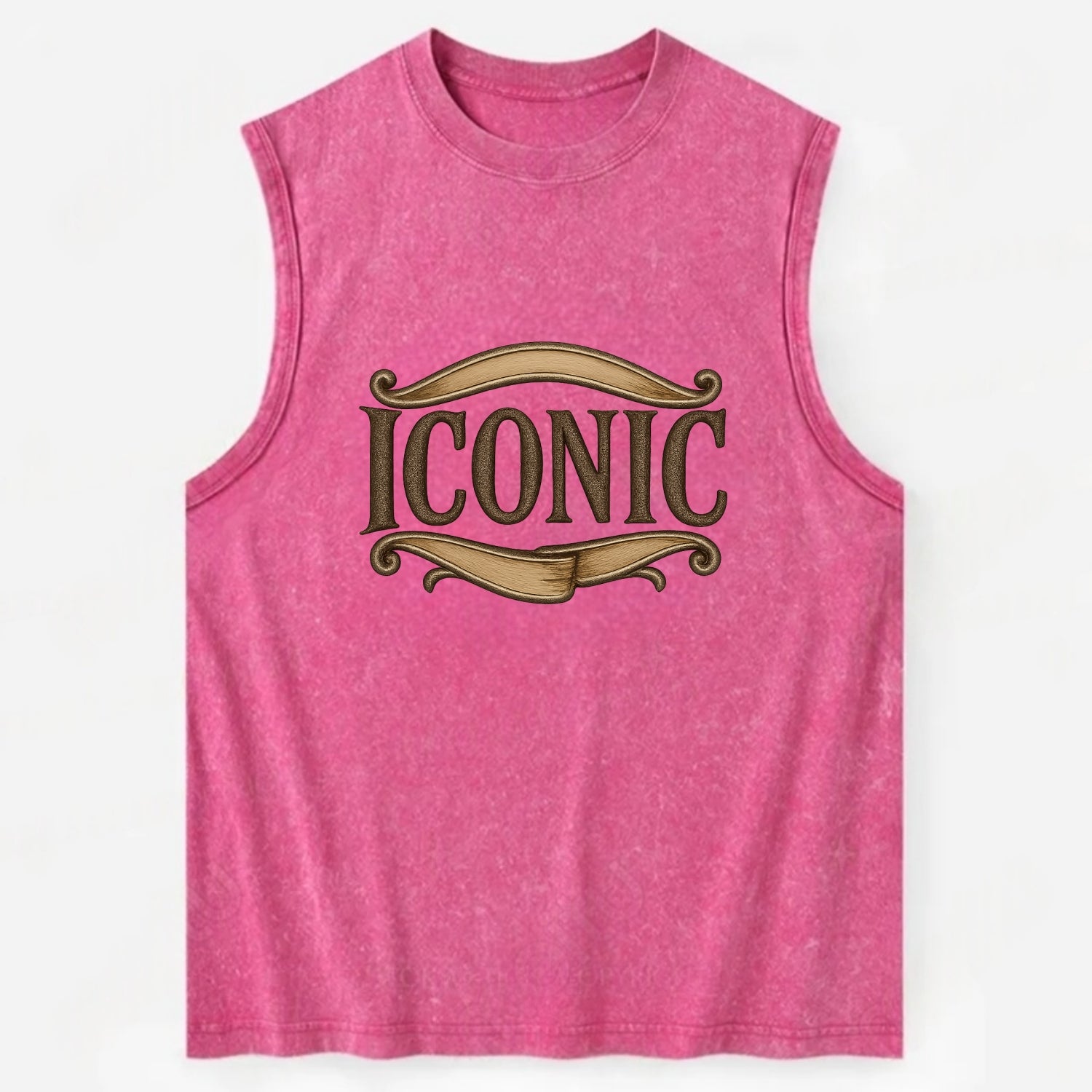Bold typography design - "ICONIC" - instantly recognizable, trendsetter - Vintage Washed Tank - Pink