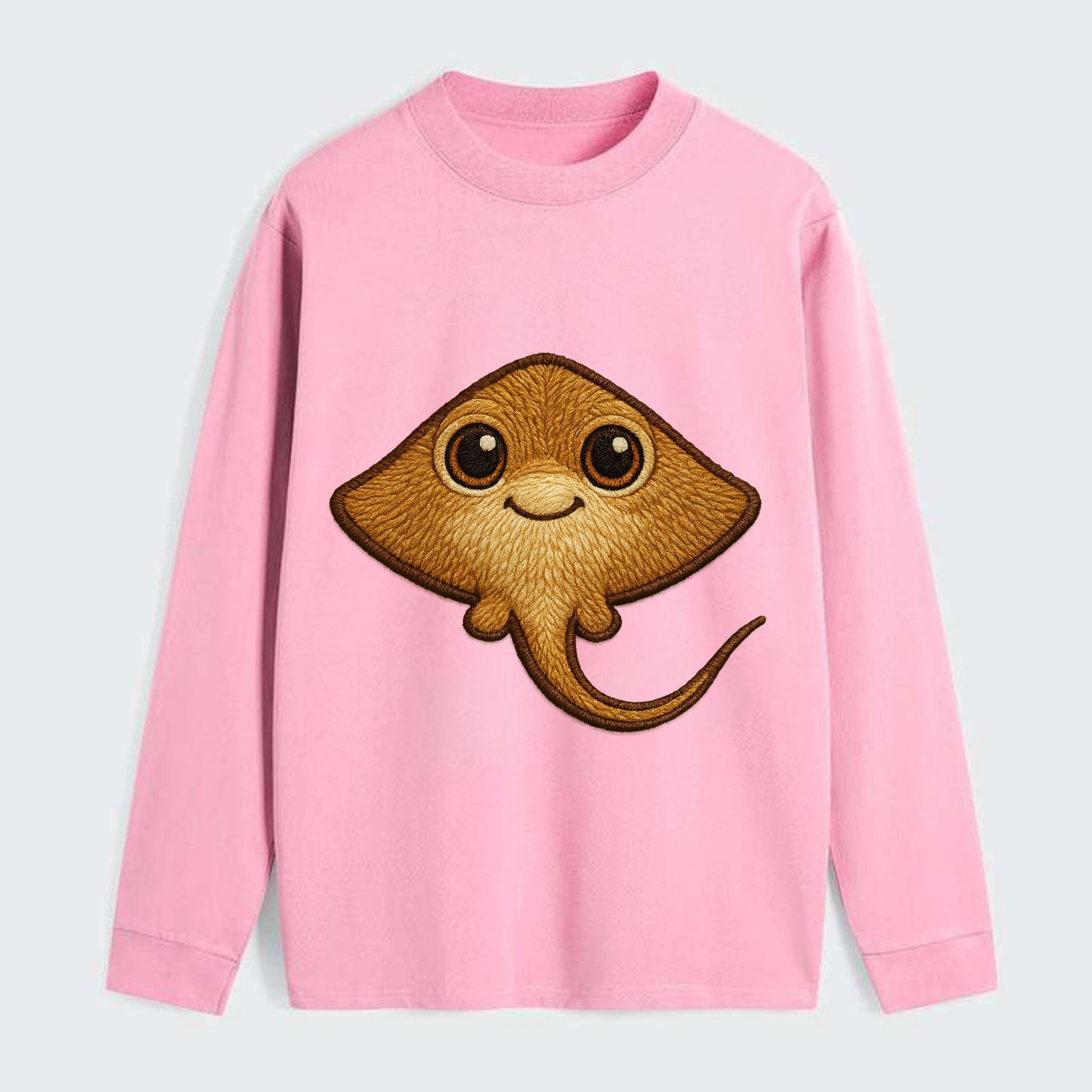 Baby Stingray - flat body, long tail, eyes on top, front-facing, - Classic Long Sleeve Shirt - Pink