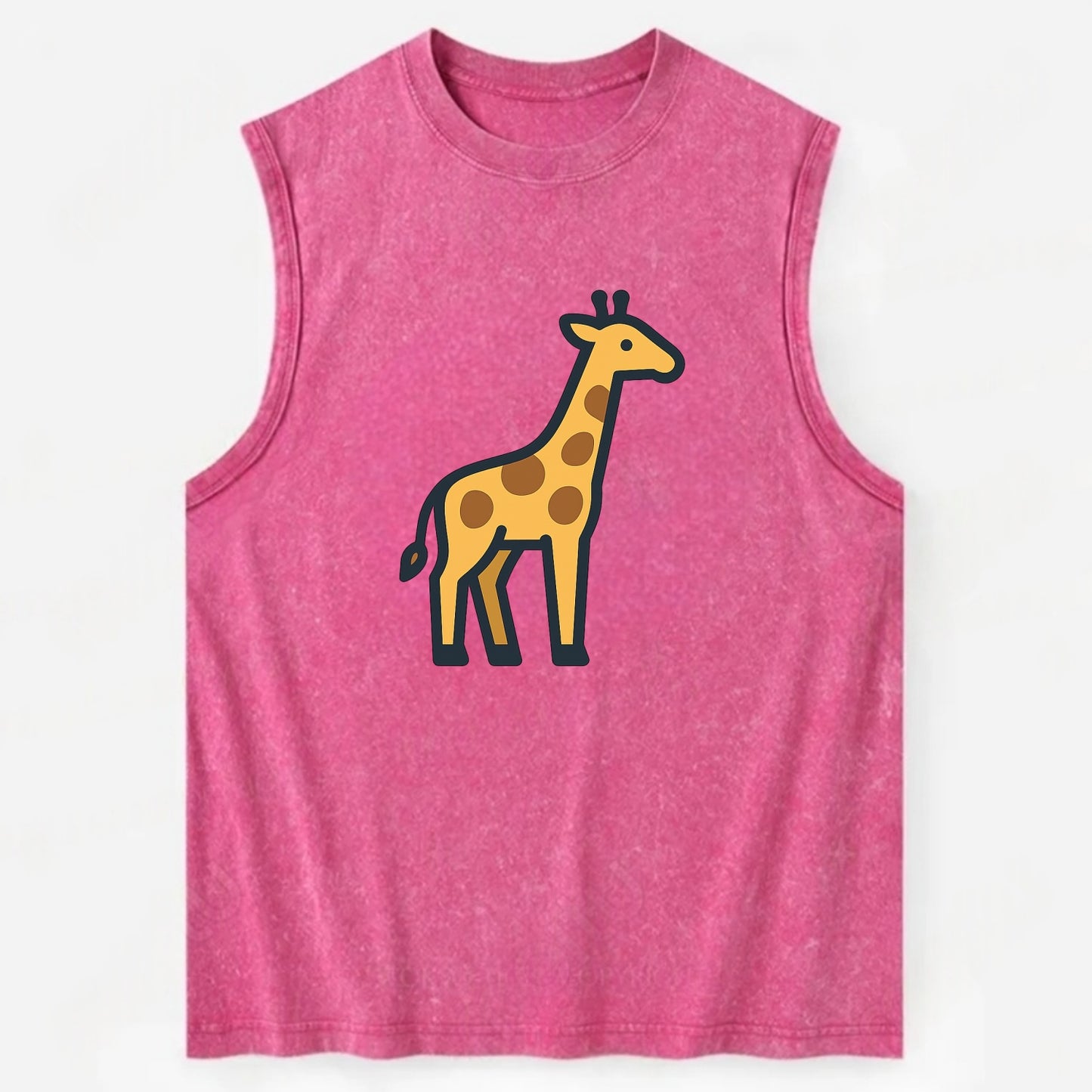 Giraffe - Yellow with brown patches flat side profile - Vintage Washed Tank - Pink