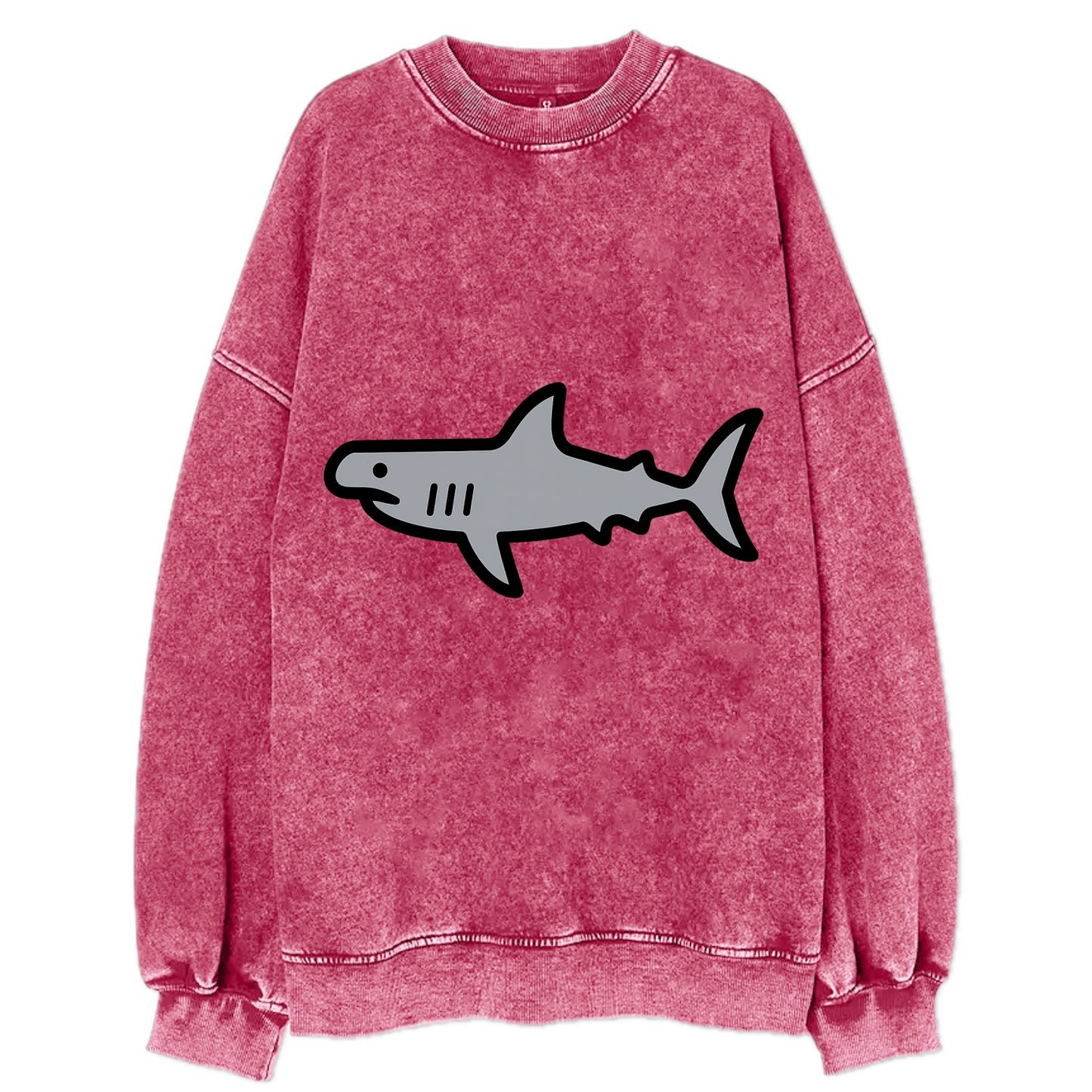Hammerhead Shark - Gray distinctive head flat side profile - Vintage Sweatshirt - Pink
