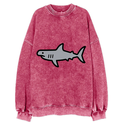 Hammerhead Shark - Gray distinctive head flat side profile - Vintage Sweatshirt - Pink