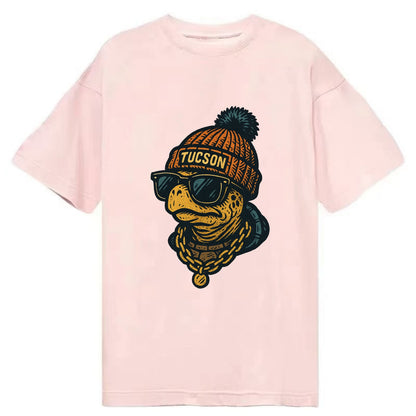 Tucson Desert Tortoise wearing Tucson beanie with pom pom and wayfarer sunglasses - Classic T-shirt - Pink