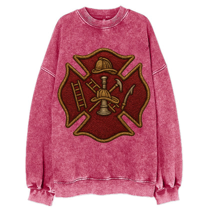 Maltese Cross  - Vintage Sweatshirt - Pink