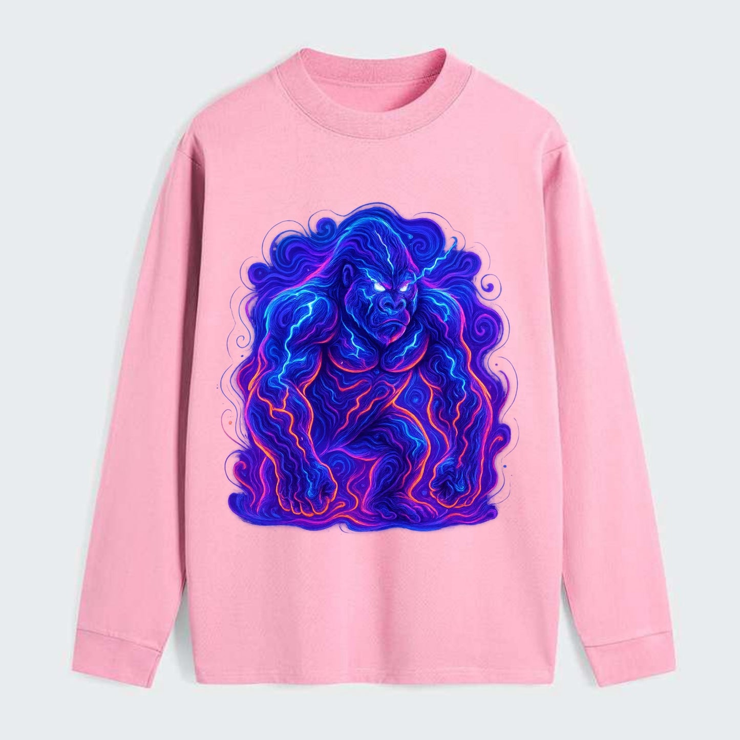 Mighty gorilla with electricity flowing through defined muscles, - Classic Long Sleeve Shirt - Pink