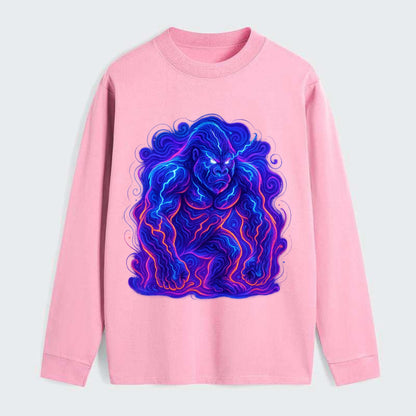 Mighty gorilla with electricity flowing through defined muscles, - Classic Long Sleeve Shirt - Pink