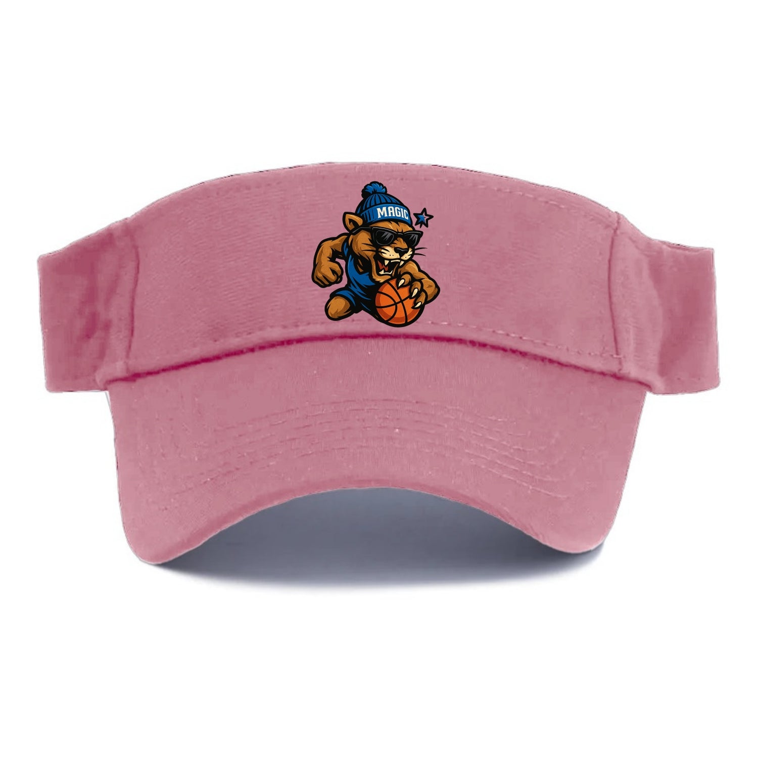 Florida Panther wearing Magic beanie with star wand patch and wayfarer sunglasses - Visor - Pink
