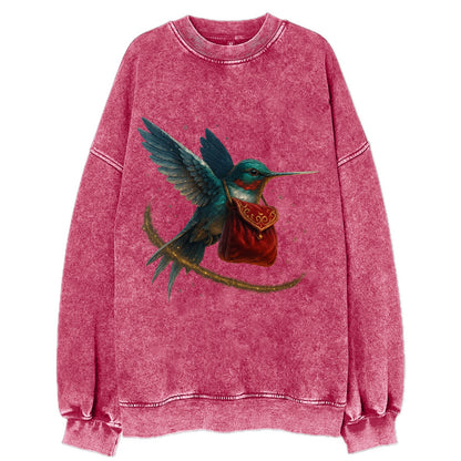 Frostbite Hummingbird Courier  - Vintage Sweatshirt - Pink