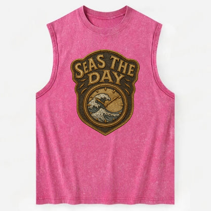 Seas The Day  - Vintage Washed Tank - Pink