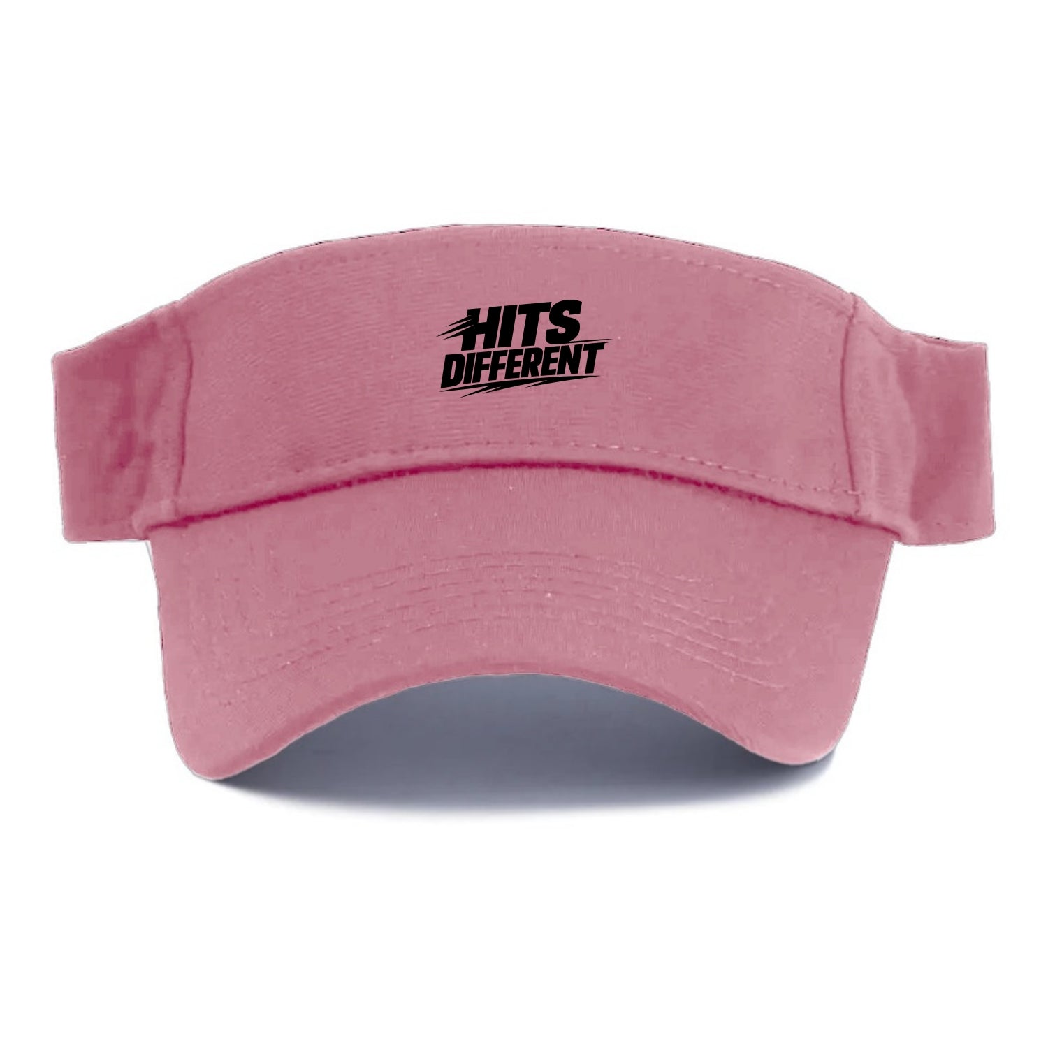 Bold typography design - "HITS DIFFERENT" - uniquely special, stands out - Visor - Pink