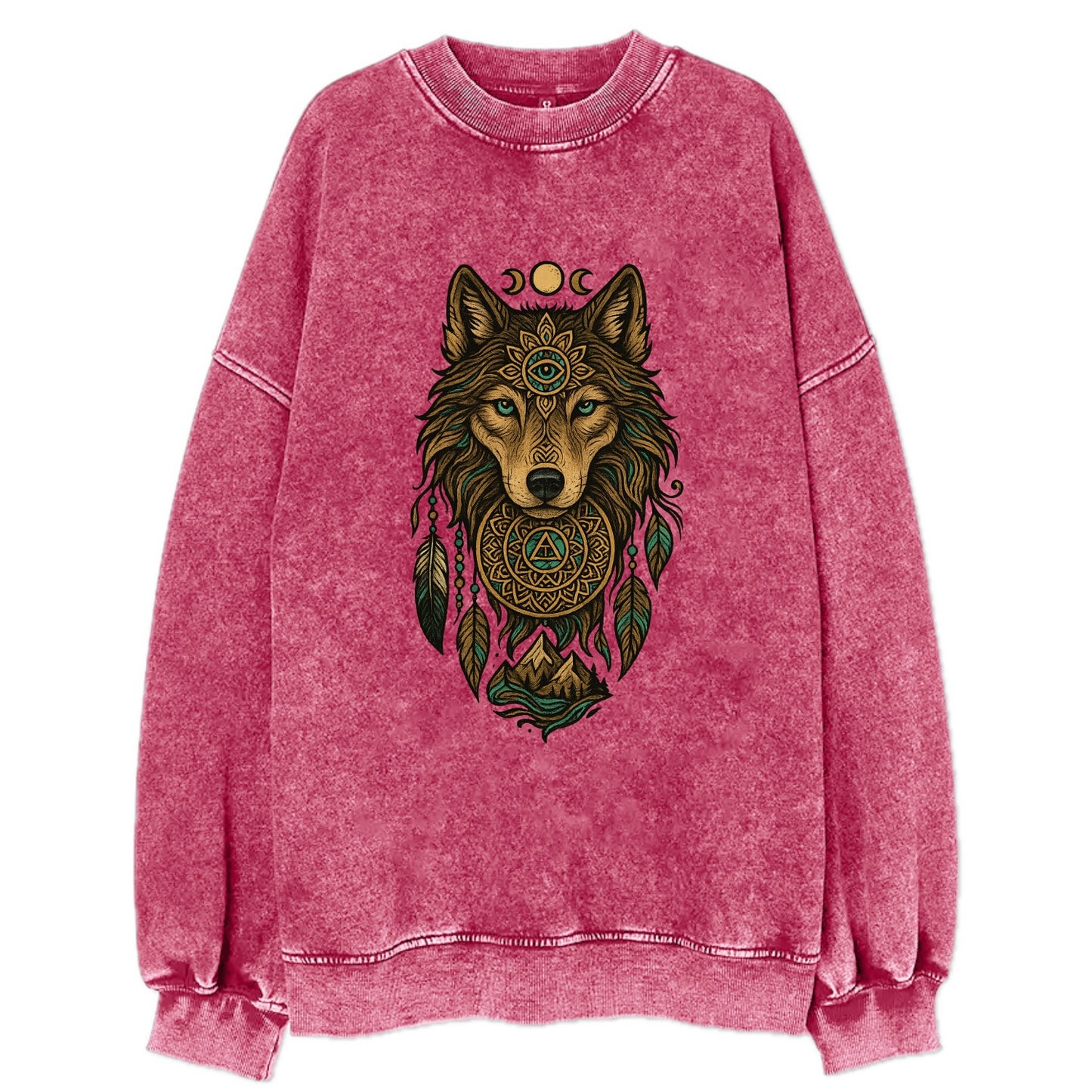Tattoo Wolf Flash  - Vintage Sweatshirt - Pink