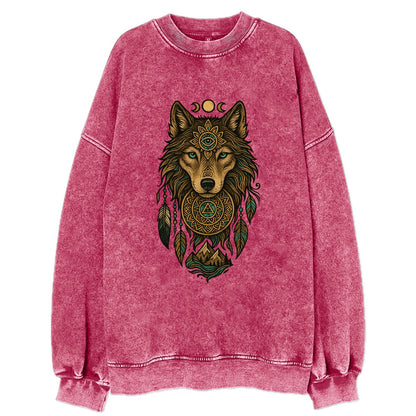 Tattoo Wolf Flash  - Vintage Sweatshirt - Pink
