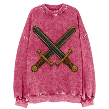 Crossed Swords  - Vintage Sweatshirt - Pink