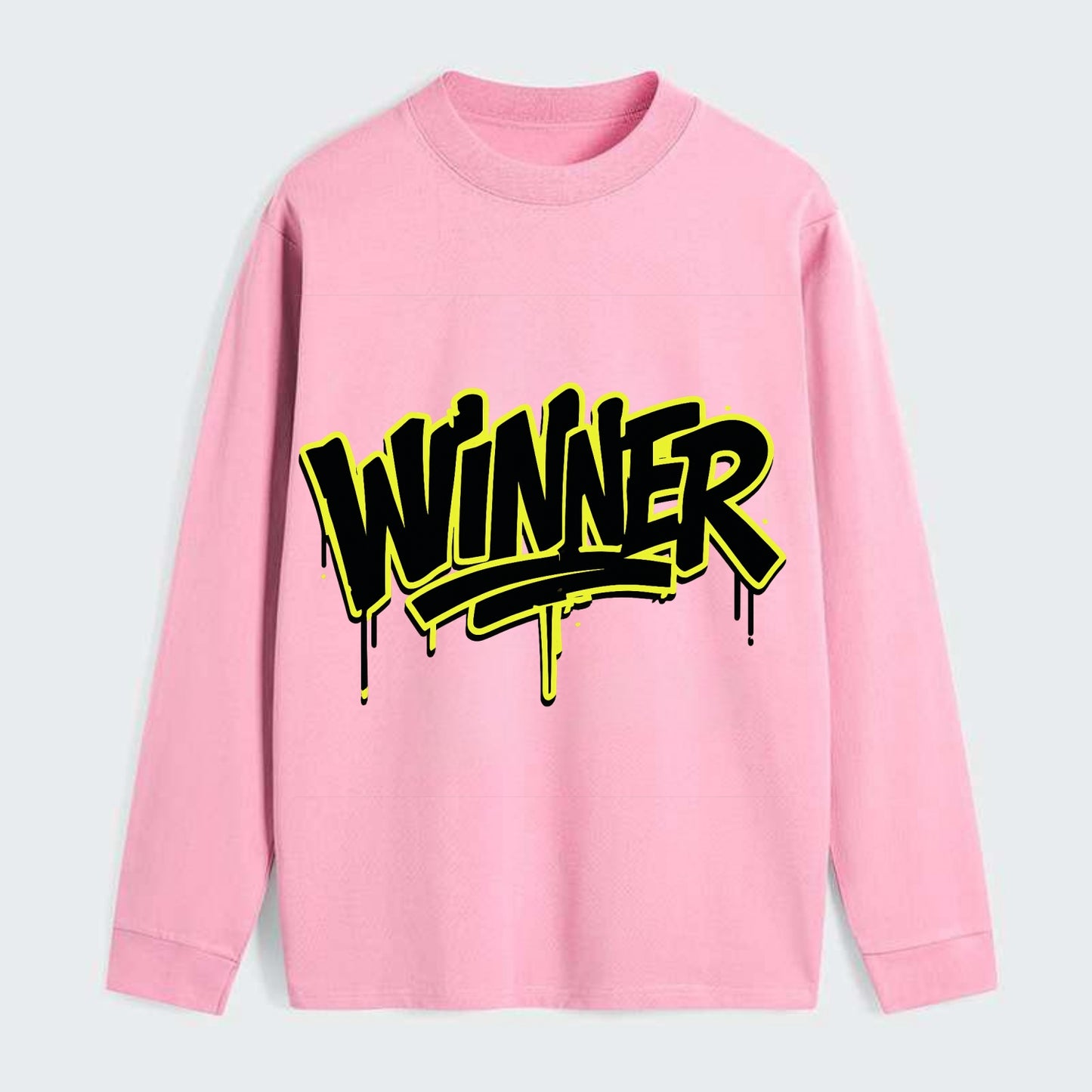 Bold typography design - "WINNER" - victorious mindset, champion - Classic Long Sleeve Shirt - Pink