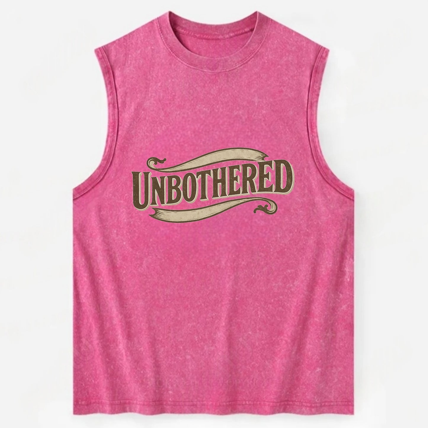 Bold typography design - "UNBOTHERED" - not affected, staying calm - Vintage Washed Tank - Pink