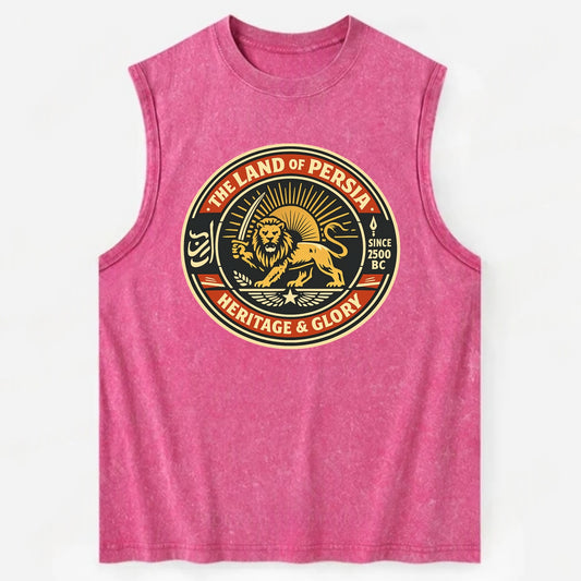 Iranian Heritage Emblem - Vintage Washed Tank - Pink