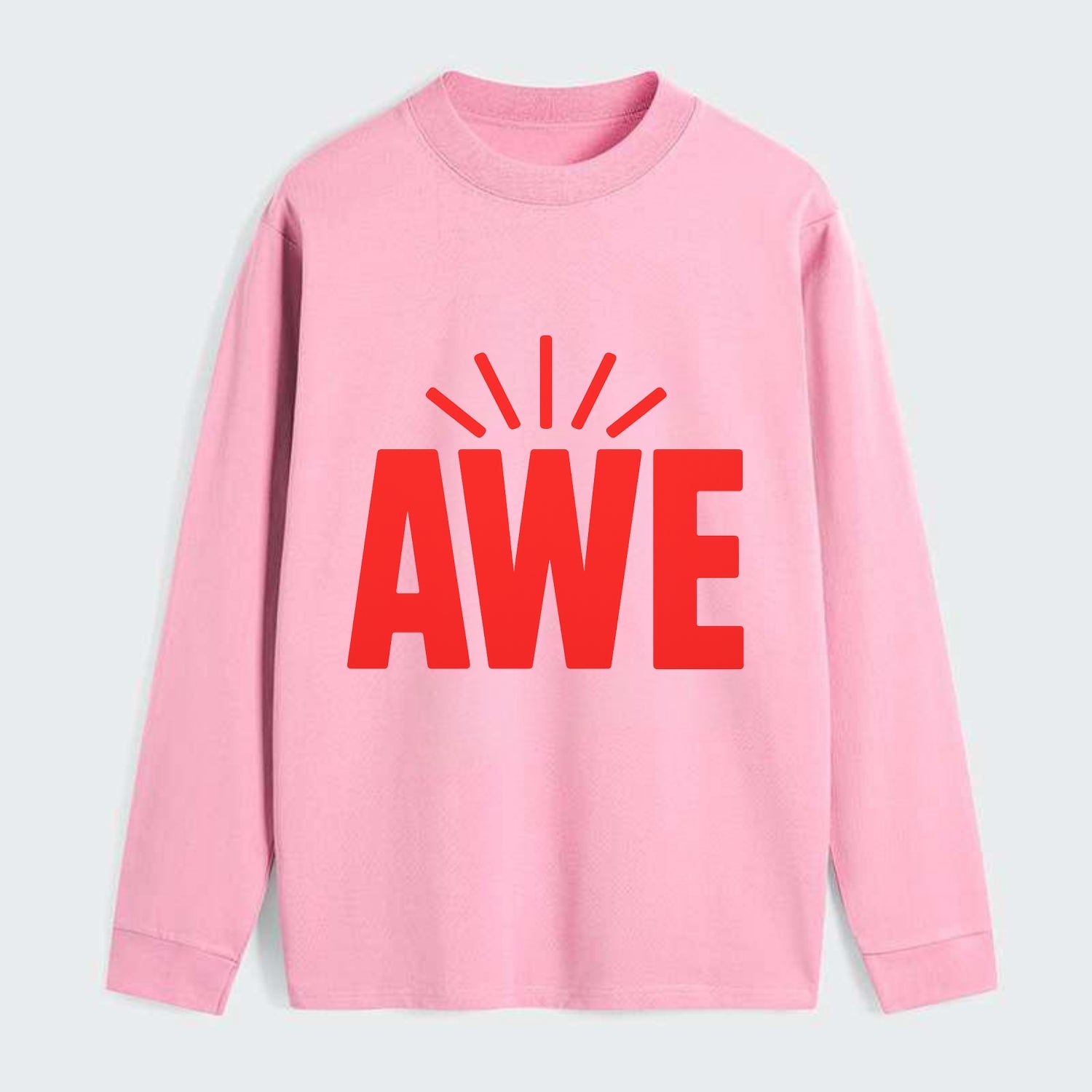 Bold typography design - "AWE" - overwhelming wonder - Classic Long Sleeve Shirt - Pink
