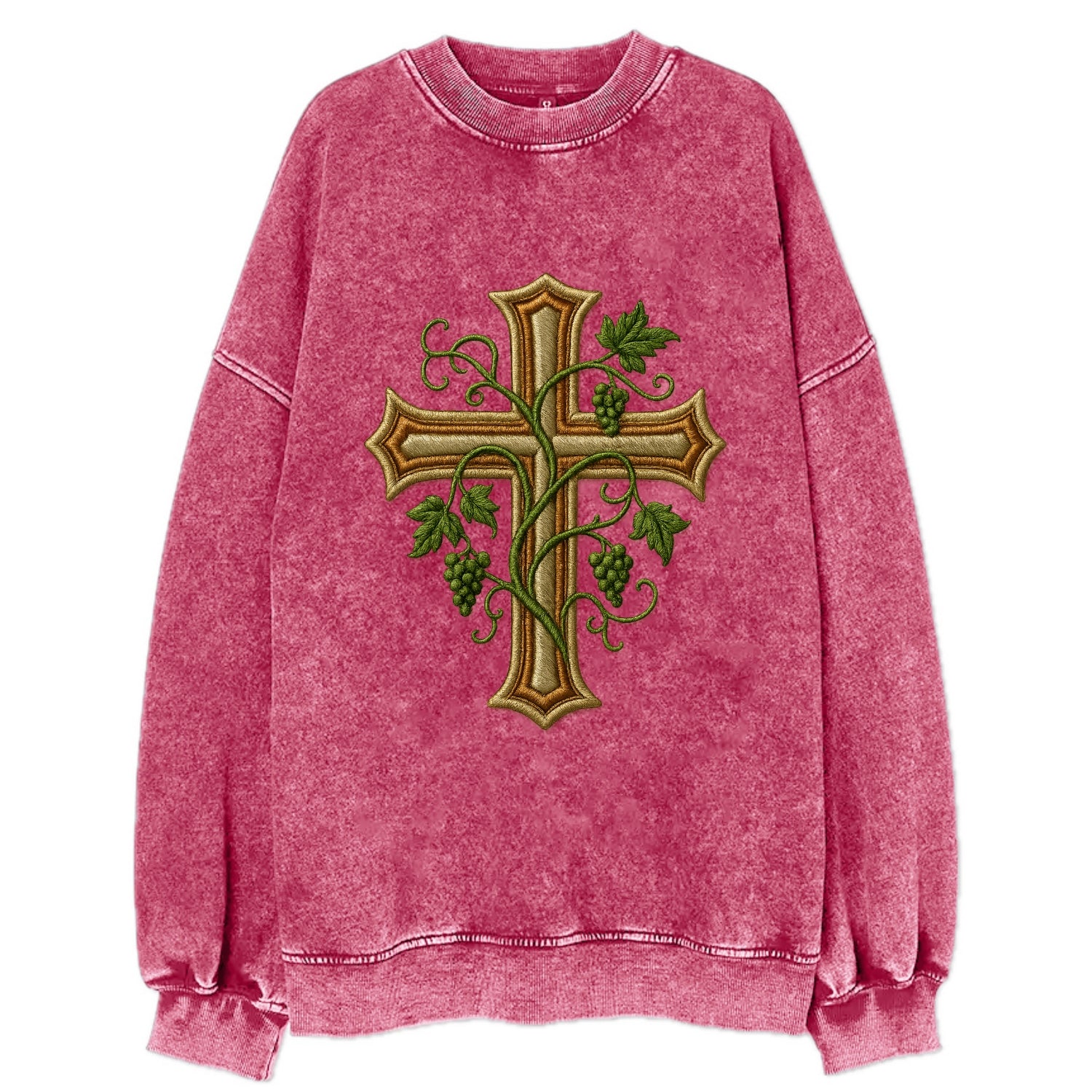 Vine Cross  - Vintage Sweatshirt - Pink