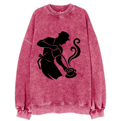 Barista creating latte art - Vintage Sweatshirt - Pink