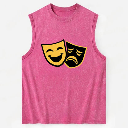Golden Duality of Theater - Vintage Washed Tank - Pink