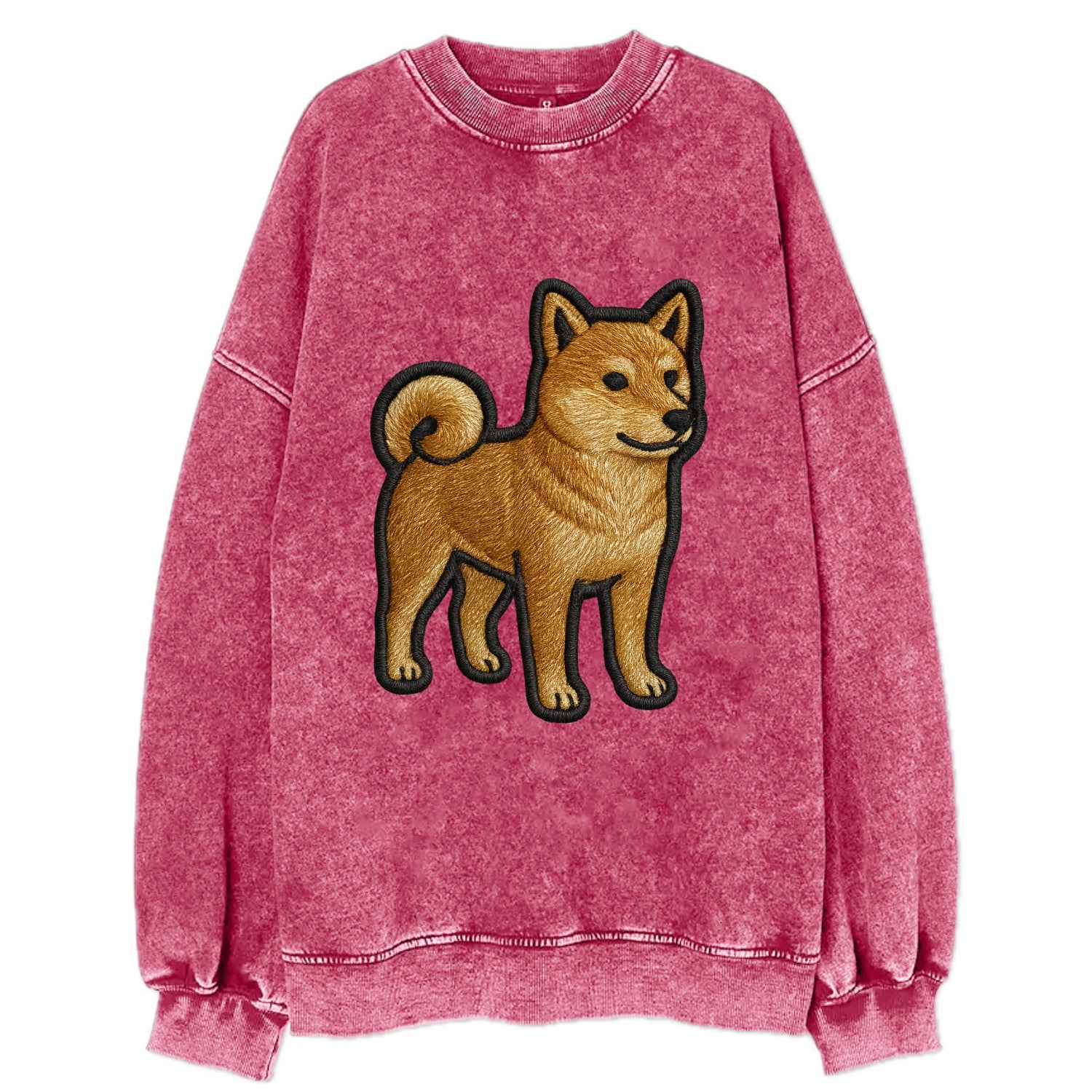 Shiba Inu - Trendy Japanese dog logo wit - Vintage Sweatshirt - Pink
