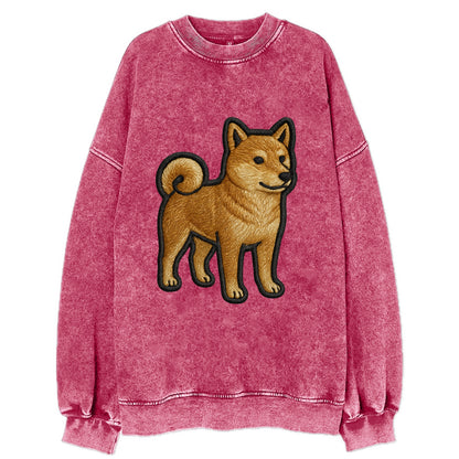 Shiba Inu - Trendy Japanese dog logo wit - Vintage Sweatshirt - Pink