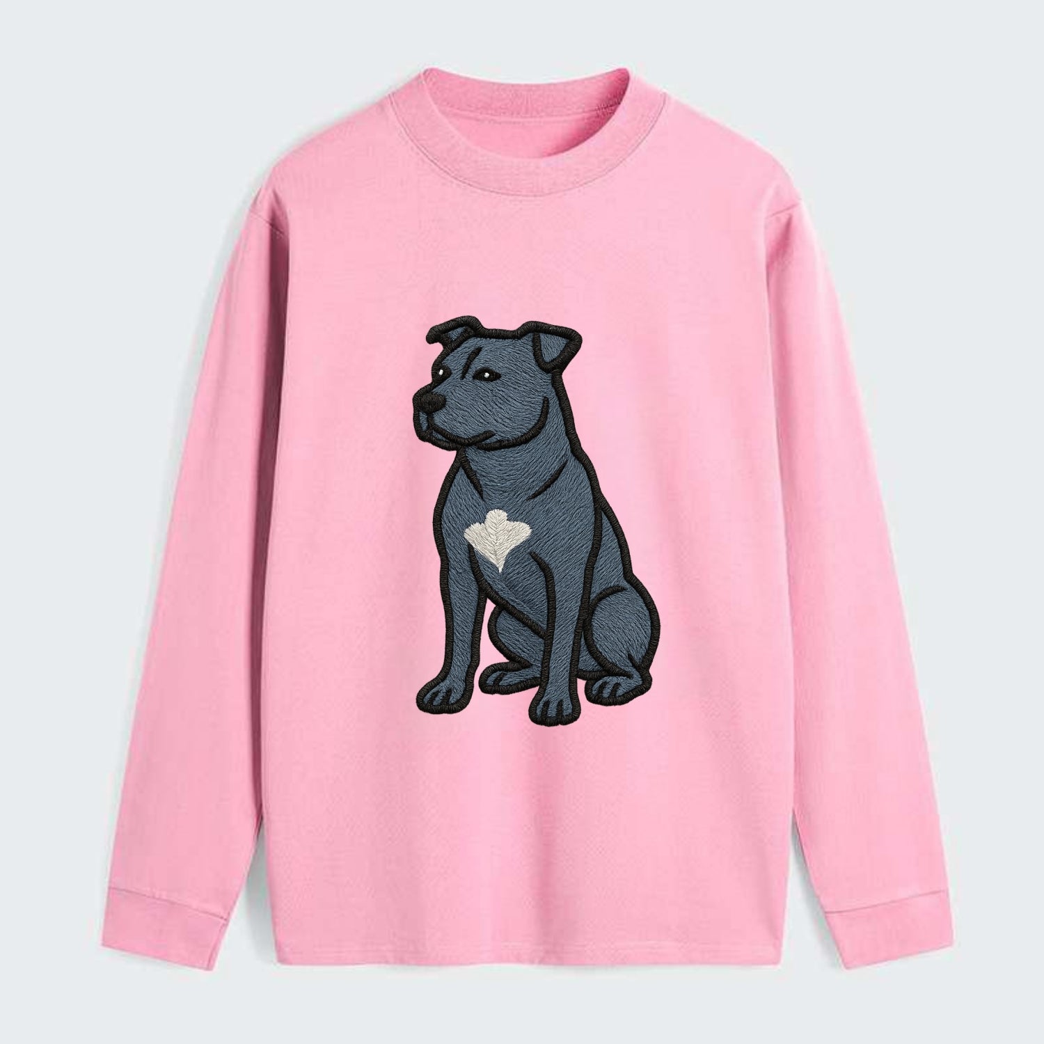American Staffordshire Terrier - Blue embroidered design - Classic Long Sleeve Shirt - Pink