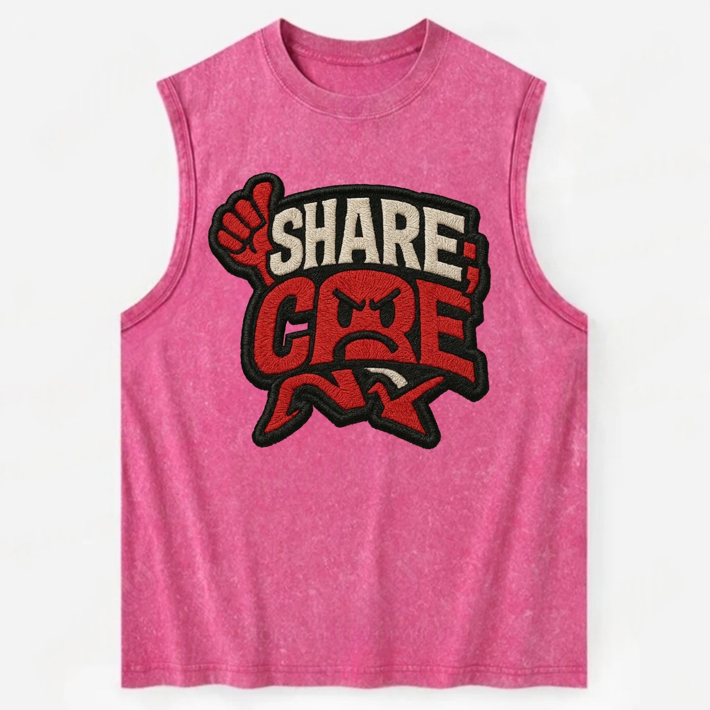 SHARE;CARE TOO MUCH Oversharer Green Hat - Vintage Washed Tank - Pink