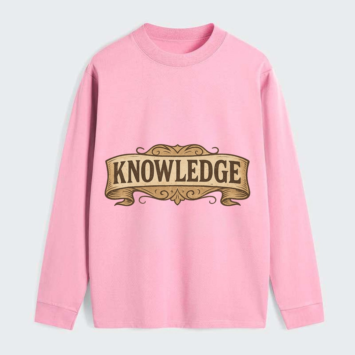 Bold typography design - "KNOWLEDGE" - learning, understanding - Classic Long Sleeve Shirt - Pink