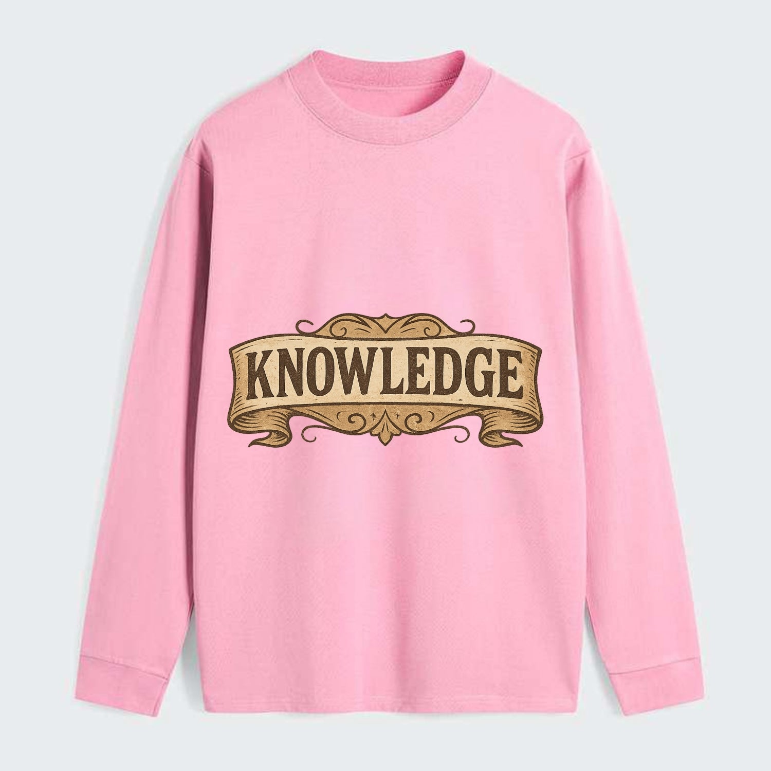 Bold typography design - "KNOWLEDGE" - learning, understanding - Classic Long Sleeve Shirt - Pink