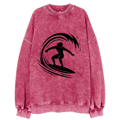 Hawaiian surfer riding big wave - Vintage Sweatshirt - Pink