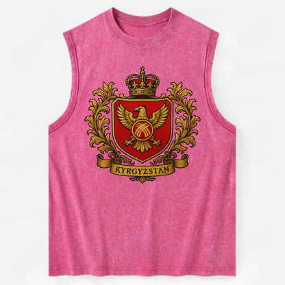 Kyrgyzstan Heritage Badge  - Vintage Washed Tank - Pink