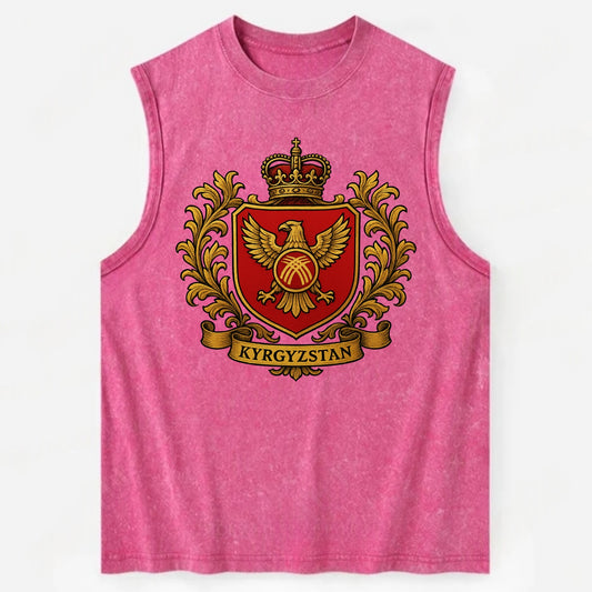 Kyrgyzstan Heritage Badge  - Vintage Washed Tank - Pink